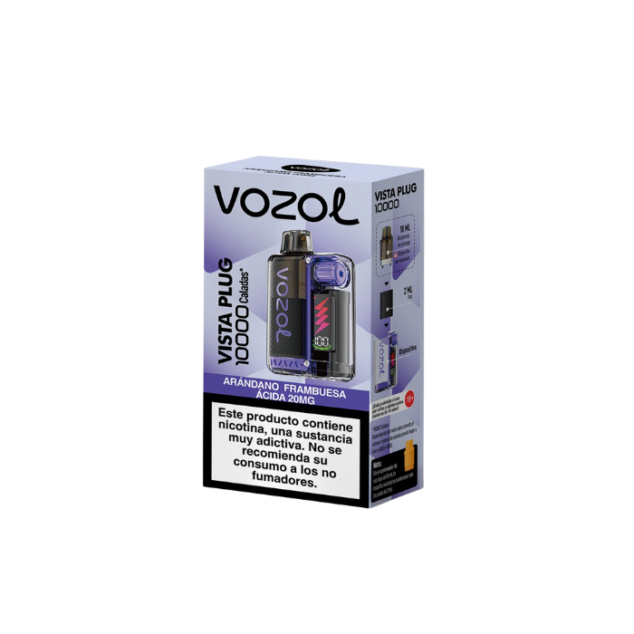 VISTA PLUG KIT STARTER 2 + 10 ML 10.000 PUFFS 20MG NICOTINA ARÁNDANO FRAMBUESA ÁCIDA - VOZOL