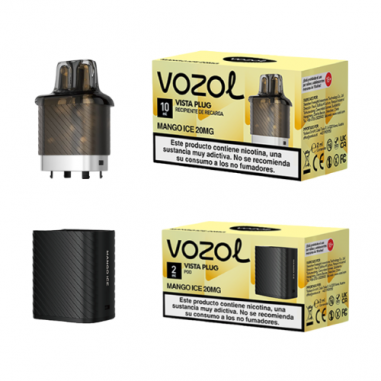 VISTA PLUG CÁPSULA 2ML + RECIPIENTE 10ML 20MG/ML MANGO ICE - VOZOL VISTA PLUG CÁPSULA 2ML + RECIPIENTE 10ML 20MG/ML MANGO ICE - VOZOL