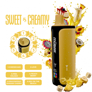 SWEET CREAMY 6EN1 240K PUFF SIN NICOTINA - MUBAR SWEET CREAMY 6EN1 240K PUFF SIN NICOTINA - MUBAR